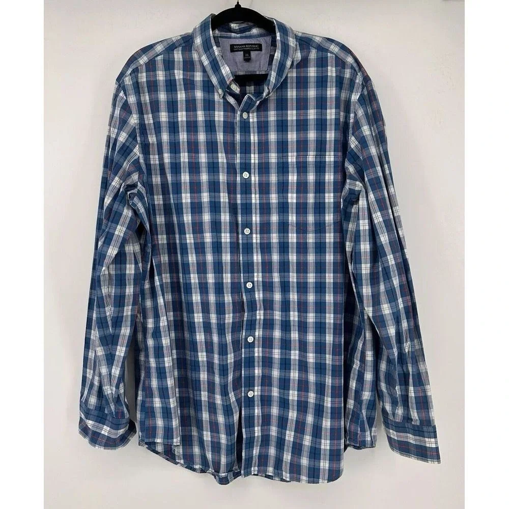 Banana Republic Tailor Slim Fit Striped Collared Long Sleeve Shirt Mens Size XXL